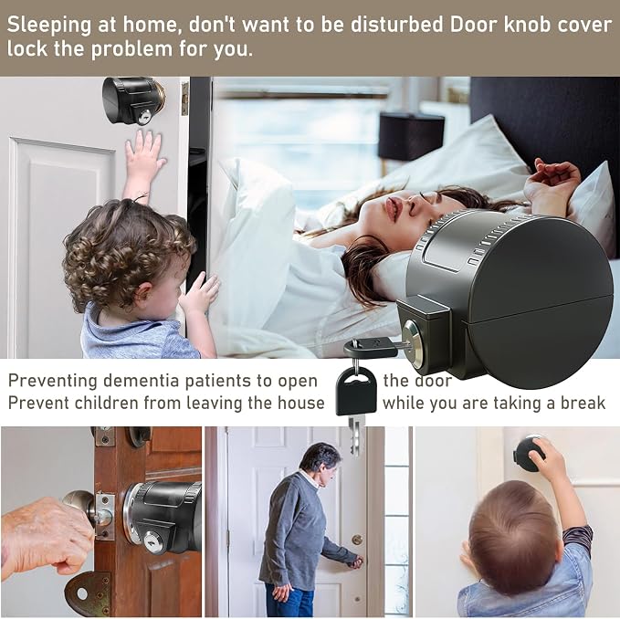 2 Packs Child Proof Door Knob Cover Lock – Prevents Turning of Door Knob and Access to Keyhole, Can be Used for Home Rentals, Evictions, Job Sites & More – Keyed Alike (Black) - Image 5
