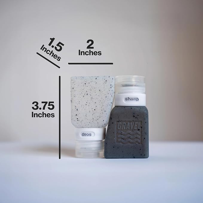 Gravel Silicone Travel Bottles for Toiletries 3oz (2-Pack) – Leakproof, BPA-Free, TSA Approved Travel Bottles with Label System for Shampoo, Conditioner, and Liquid Toiletries (Clear & Gray) - Image 9