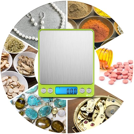 AMIR Digital Kitchen Scale, 500g-0.01g Mini Pocket Jewelry Scale, Cooking Food Scale with Backlit LCD Display, 2 Trays, 6 Units, Auto Off, Tare, Stainless Steel (Battery Included) - Image 6