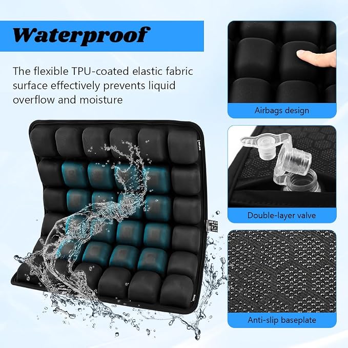 Travel Cushion Airplane Seat,Inflatable Air Seat Cushion for Long Flight | Press Type Air Inflatable Cushion,3D Air Cell Seat Cushion,Car Wheelchair Stadium Office Seat Cushions,Pressure Relief,Gifts - Image 5