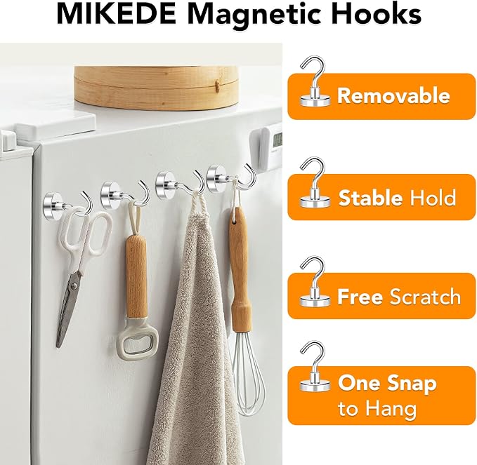 Magnetic Hooks 50Lbs+ Heavy Duty Magnet Hook for Cruise Cabins | Super Neodymium Hanging Hooks Strong Magnets with Hook for Fridge Magnetic Hanger for Grill Toolbox Storage Pack of 4 - Image 2