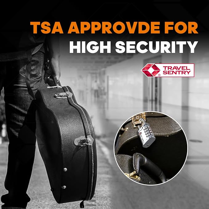 SURE LOCK TSA Accepted 4 Dig Heavy Duty Big Combination Luggage Padlock All Metal Travel Lock for Equipment Hard Case Luggage Gun Case Gym Locker Pelican Vault Lock (1, Silver) - Image 2