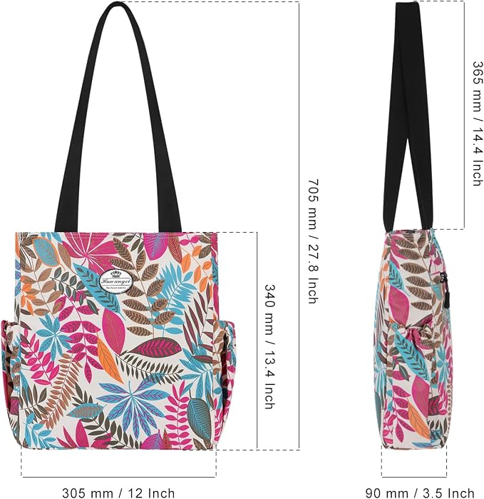HUA ANGEL Floral Tote Bag - Casual Shoulder Bag Daily Tote Bag with Zipper Gym Travel Shopping Work Handbag for Women - Image 4