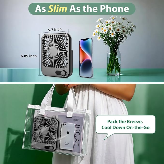 Portable Fan Rechargeable- 4000mAh mall Mini Desk Fan 100 Speed Wind Adjustable, Mini Silent Battery Powered Personal Desktop Fan for Bedroom Bedside, Office, Travel Essentials - Image 4