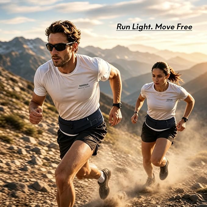 Haimont No-Bounce Running Hydration Belt for Trail & Daily Runs, Grey, S | 500ml Soft Flask Compatible, Zip Pocket, Gel Storage, Pole Loops, Reflective Details - Image 3