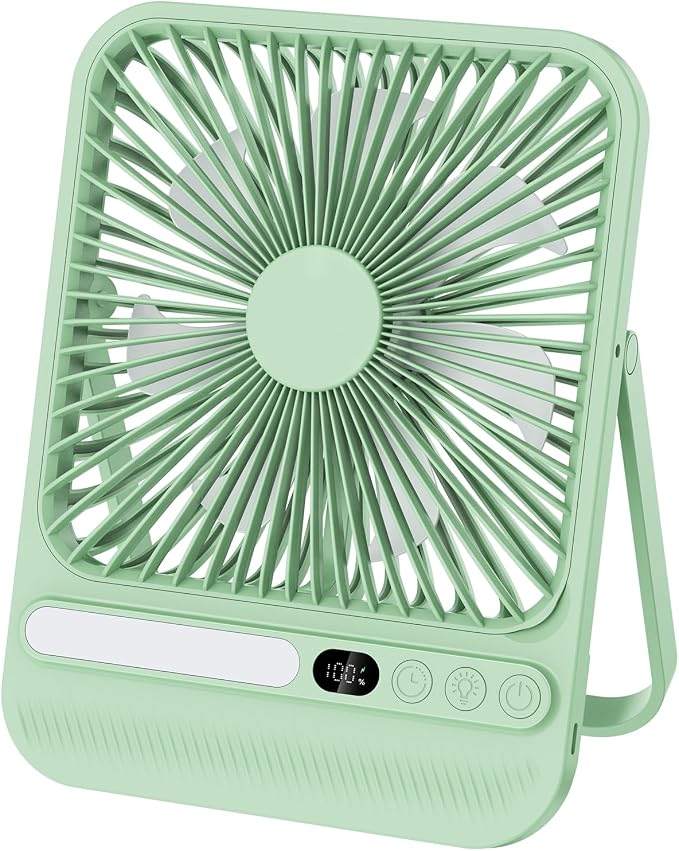 8000mAh Ultra-Thin Portable Travel Fan with Timer, Light&LED Display | 7in,28H Max Cooling Time,<42dB quiet for sleeping,cruise approved,4 Speeds Wind,Rechargeable Battery Fan for hotel office by BIVBTP