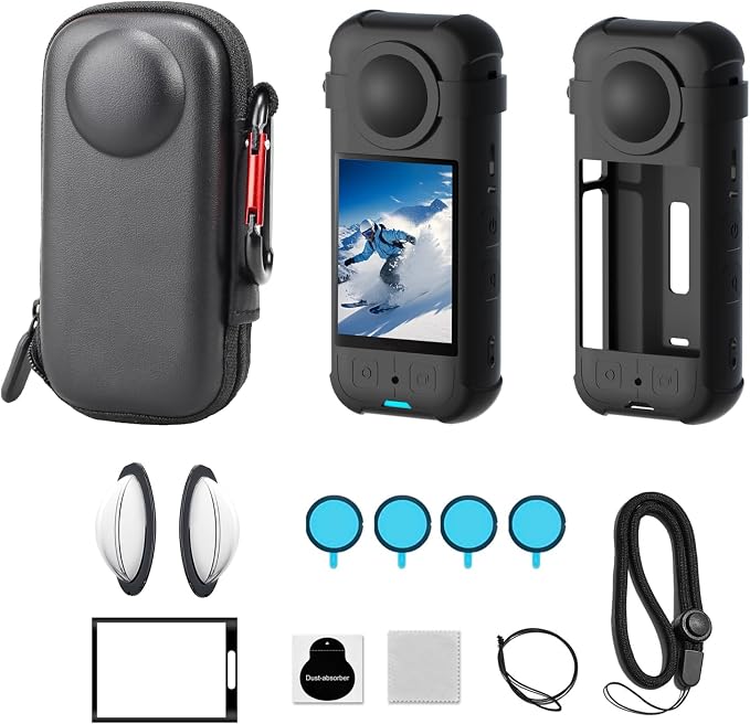 JasonMighty for Insta360 X3 Protective Accessories kit | Camera Case,Silicone Cover,Lens Guards,Screen Tempered Glass ,Provide full camera protection,easy to install by Unknown