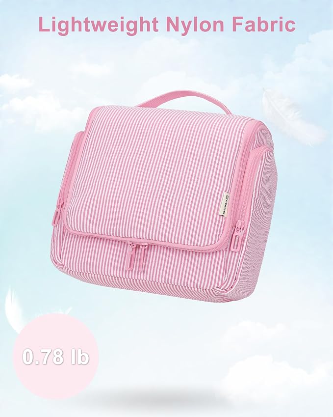Relavel Hanging Toiletry Bag for Women, Travel Makeup Bag Cosmetic Organizer Toiletries Shower Bag for Travel Essentials, Accessories, Cute Gifts for Girls, Pink - Image 7