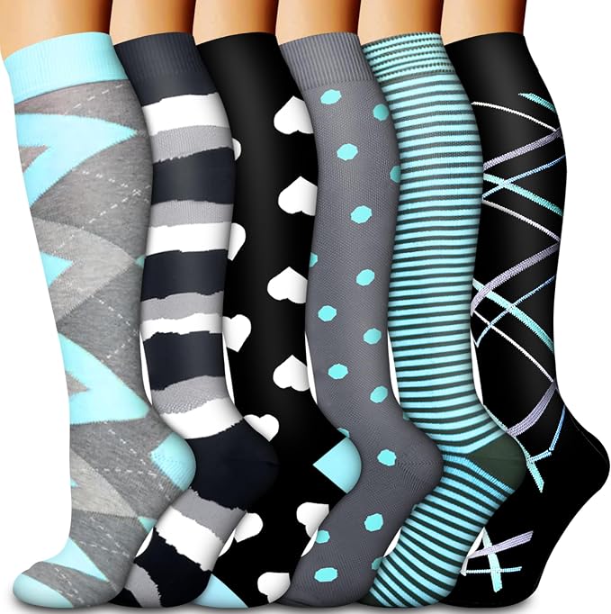 Compression Socks for Women & Men Circulation(6 pairs)-Graduated Supports Socks for Running, Athletic Sports by LaiteHebe