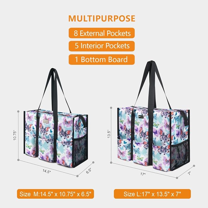 TOPDesign Utility Water Resistant Tote Bag with 13 Pockets, Top Zipper Closure & Thick Bottom Support, for Working Women - Image 2