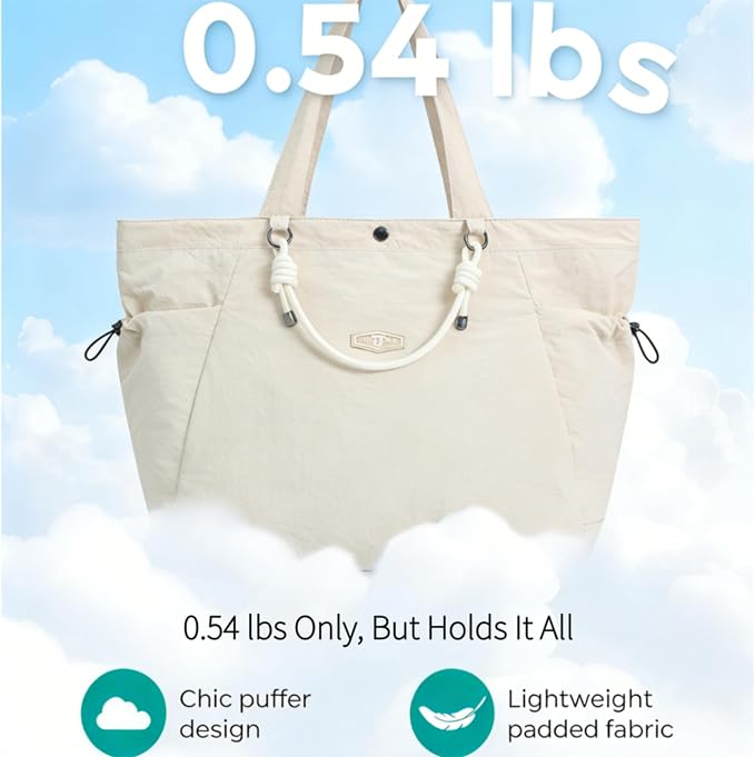 Tote Bag for Women, 17.6L Unisex Lightweight Nylon Totes Purses and Handbags | functionality - Image 6