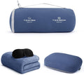 urnexttour 4-in-1 Travel Pillow & Blanket Set with Eye Mask, Memory Foam Neck Support, 50x65 Inch Blanket, Storage Bag for Airplane, Car, Train, Home Travel Blue by Urnexttour