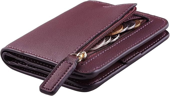 Toughergun Women’s Small Slim Leather Wallet with RFID Protection, Compact Bifold Mini Purse with Clear ID Window by Toughergun