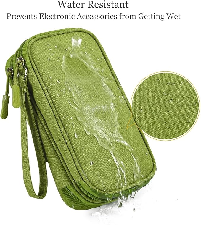 Electronic Organizer Travel Cable Accessories Bag, Electronic Organizer Case, Electronic Accessories Organizer Bag for Power Bank, Charging Cords, Chargers, Mouse, USB Cable, Earphones (Green) - Image 5