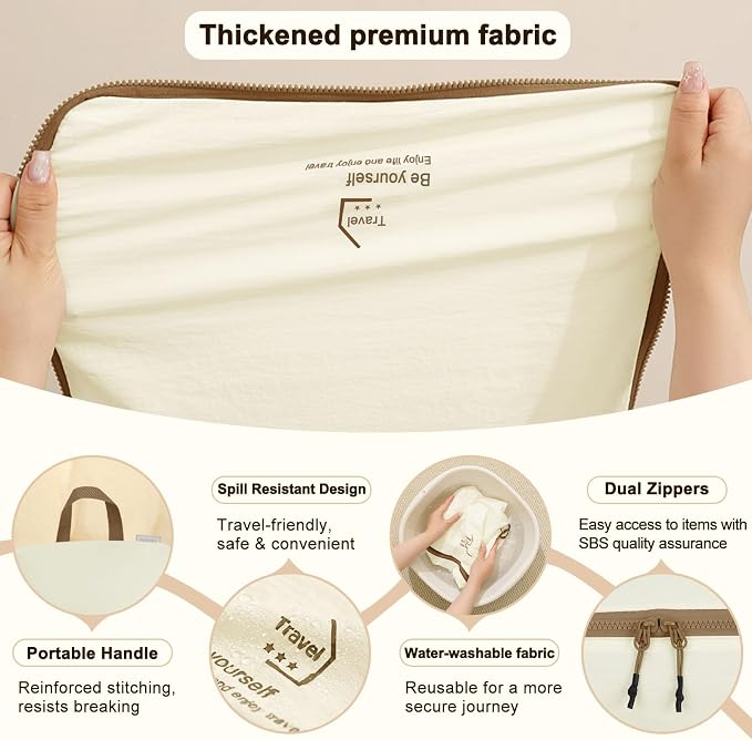 5 Set Packing Cubes for Travel, Various Sizes Luggage Organizer Bags with Double Zipper, Durable Space Saver Bags Travel Essentials (5 Set, Beige) - Image 3