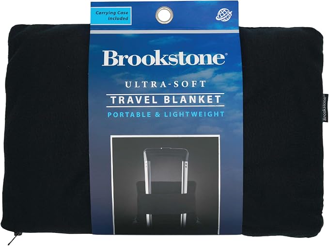 Brookstone Travel Blanket Fleece Throw with Foot Pocket, Compact | Toe Pouch Keeps You Cozy and Prevents Slipping on Long Trips, Folds Into Its Own Sack for Planes, Cars or Camping by Unknown