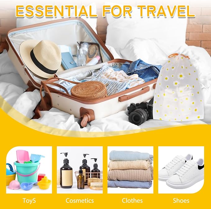 Shoe Bags for Travel, Waterproof Drawstring Shoe Bags for Packing | 15.7" x 11.8" Large Dustproof Portable Travel Shoe Storage Bags Travel Essentials Women - Image 4