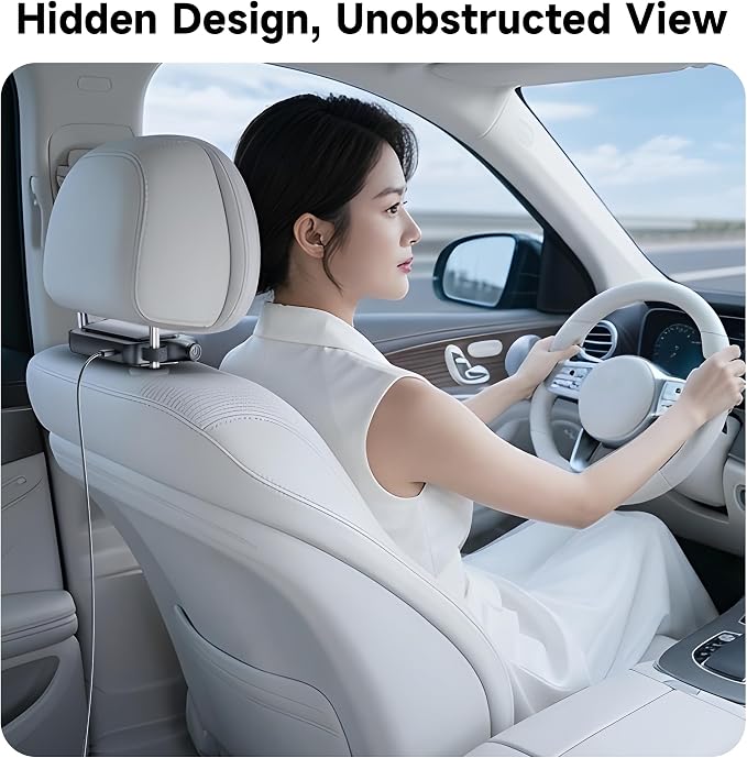 2026 Car Headrest Fan, Invisible Car Seat Cooling Fan, USB Backseat Fan Portable Vehicle Design with 3 Adjustable Wind Speeds for Most Cars Vehicle Jeep Van RV Truck - Image 3