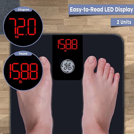 GE Bathroom Scale for Body Weight, Digital Smart Accurate 400 lb Weighing | Basic Bath Weight Watcher Scales, Bluetooth Electronic Home Weighing Machine for Weight and BMI Tracking, 11", Black - Image 2