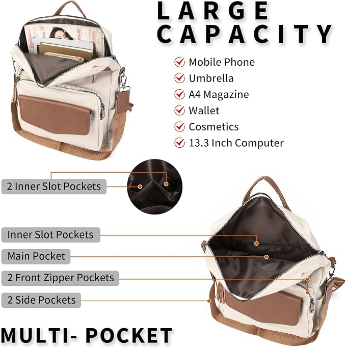 GAEKEAO Backpack Purse for Women PU Leather Anti-theft Backpack Ladies Convertible Large Travel Designer Fashion Shoulder Bag - Image 3