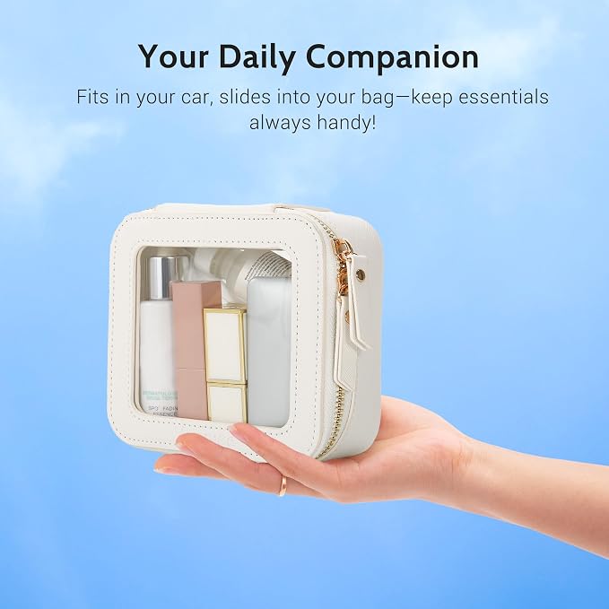 Aveniee Clear Makeup Bag Small, Mini Travel Toiletry Bag Cosmetic Bags Organizer, TSA Approved Clear Makeup Case Pouch with Zipper, Car Essentials for Women Men,White - Image 3