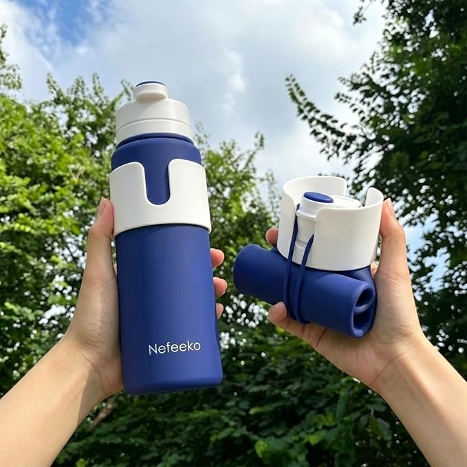 Nefeeko Collapsible Water Bottle, BPA Free 26oz Silicone Water Bottles | Foldable Water Bottles for Travel Sports, Leak-Proof Spill-Proof Portable Water Bottle with Carabiner, Lightweight - Image 7