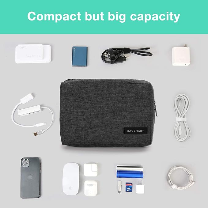 BAGSMART Travel Electronics Organizer, Phone SD Card, Men Women, Black | Travel Cord Organizer, For Travel Essentials, Cable Organizer for Phone & SD Card, For Men & Women - Image 3
