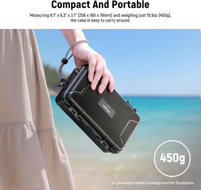 NEEWER Hard Case Compatible with DJI Osmo Action 5 Pro / 4/3 Camera, IP67 Waterproof Dustproof Shockproof Portable Travel Storage Case with Custom Foam Inserts & 12 Slots for Accessories, AC031 - Image 5