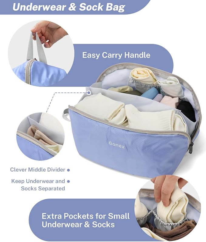 Gonex Compression Packing Cubes for Travel, Mesh Bags Luggage Organizers | Set of 4/5/6/7/10 for Essentials, Extensible, Fits 20"Carry-on Suitcases, See-through Mesh, Double Zipper Compression - Image 4
