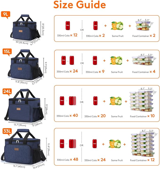 Lifewit Medium Lunch Bag Insulated Lunch Box Soft Cooler Cooling Tote for Adult Men Women, Dark Blue 48-Can (33L) - Image 7