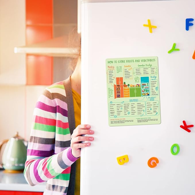 Produce Storage Guide Magnet - Fruit & Vegetable Fridge Chart, Stay Fresh | Keep produce fresh longer - know what's ripe for farmers-market trips and waste less on every grocery run - Image 6