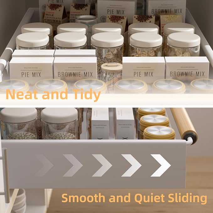 2 Pack No-Drill Pull Out Cabinet Organizer 15.3'' Deep Expandable Slide Out Drawers for Kitchen Pantry & Under Sink Storage, Adhesive Nano Film Mount, White - Image 5