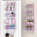 VyGrow Over The Door Organizer, Metal Door Organizer Hanging with 5 Adjustable Baskets and Coat Hook, Behind The Door Storage for Bedroom Closet Bathroom Pantry Cabinet Kitchen, Purple by VyGrow