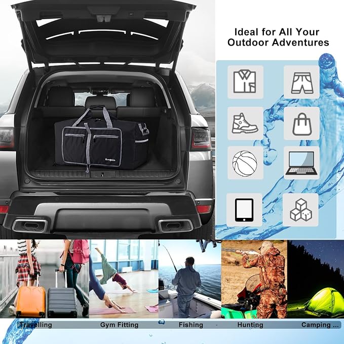 Woogwin Travel Duffel Bag Large Foldable Waterproof Overnight Bag for Beach Swim Bags Pool Sports Gym - Image 6