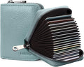 Linno RFID 20 Slots Credit Card Holder Genuine Leather Small Wallet for Women or Men with Zipper by Linno