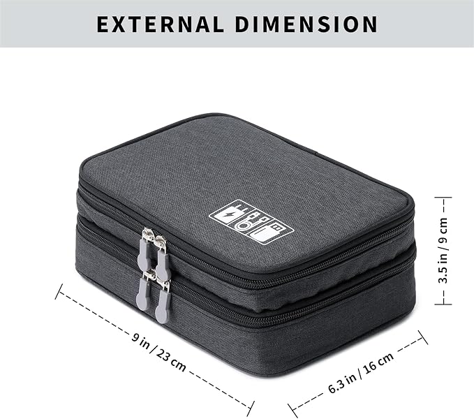 Lanola Custom Personalized Travel Cable Organizer Bag, Electronic Accessories Case Portable Double Layer Cable Storage Bag with DIY Dividers & Custom Photo Text for Men Women (Black) - Image 3