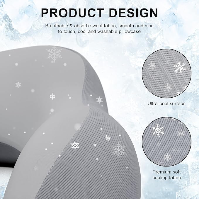 urnexttour Travel Pillow for Airplane Memory Foam Neck Pillow, Soft & Support Travel Pillow for Travelling, Sleeping Rest, Car, Train and Home Use (Grey) - Image 3