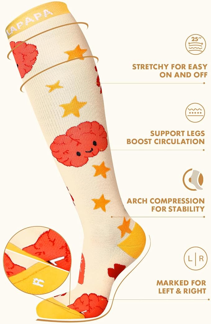 Thick Soft Cotton Compression Socks | 2 Pairs 15-20mmHg Cushioned Soft Breathable Comfortable Knee High Compression Socks for Women Men, Pregnancy Travel Nurse - Image 6