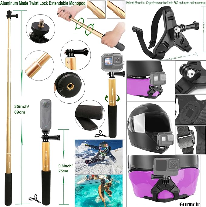 Accessory Kit for DJI Osmo Action 6/5 pro/4/Insta 360 X5 X4 /Go Pro Hero13 12/Gopro Max 2, Bike Mount/Hat Clip/Helmet Strap/Backpack Mount kit for Gopro/Osmo Action/Insta 360(DT18) - Image 4
