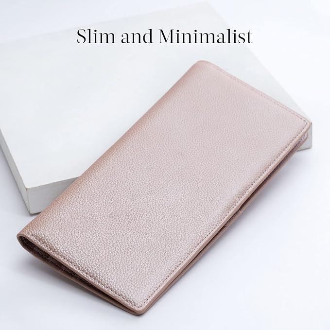 Bveyzi Ultra Slim Thin Leather RFID Blocking Credit Card Holder Bifold Clutch Wallets for Women - Image 2