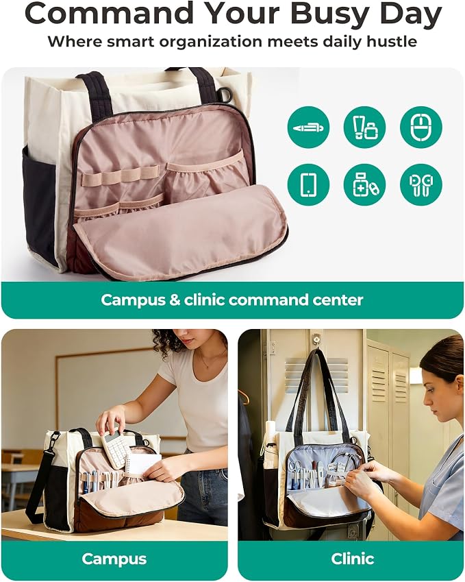 BAGSMART Tote Bag for Women, Puffy Laptop Work College Shoulder Handbag | 30oz or 40oz Tumbler Holder with Crossbody Strap, 13 inch or 15.6 inch Laptop Sleeve, Water Resistant Puffer Teacher Tote Bag - Image 3
