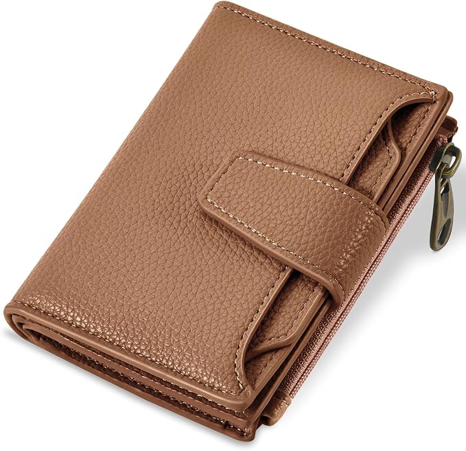 Small Wallet Women RFID Blocking Soft Leather Bifold Compact Card Holder Wallet for Women with Zipper Coin Pocket 4 ID Window by Airkit