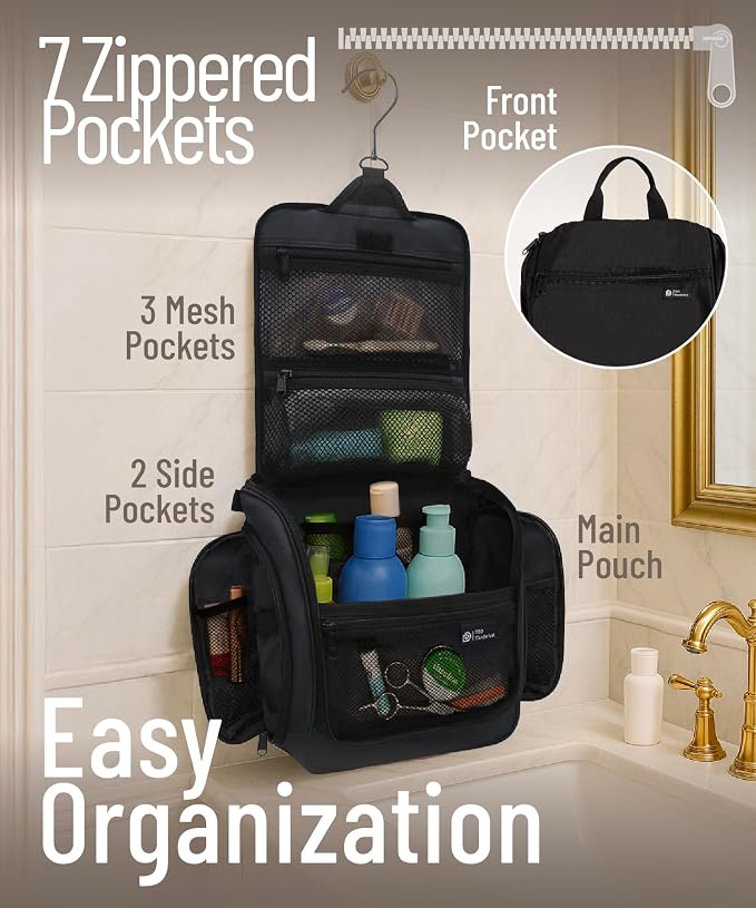 D&D Wanderlust D&D Hanging Travel Toiletry Bag for Men and Women – Cosmetics, Makeup and Toiletries Organizer Kit with 10 Compartments - Image 2