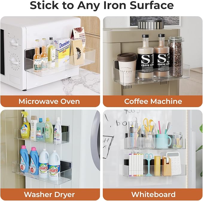 Mystozer Magnetic Spice Rack for Refrigerator, Kitchen Organizer and Storage Shelf, Clear (6 Pack)… - Image 5