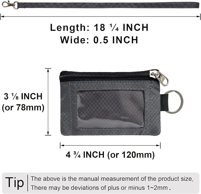 CHENSPRX Minimalist RFID Blocking Small Wallet with ID Window,WaterResistant Zip Id Case Wallet with Lanyard Keychain for Cards,Cash,Travel,Women,Men - Image 4