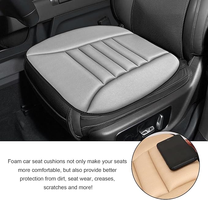 Car Seat Cushion, 1.2" Thick Comfort Memory Foam Auto Seat Pad with Non Slip Bottom, Breathable Driver Seats Pillow Pressure Relief Chair Cushion for Vehicle Office Home (Gray) - Image 5