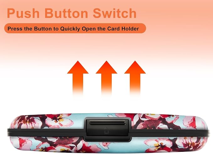 Mayski Credit Card Holder for Women RFID Blocking Wallet, Peach Blossom | Card Wallets for Women Small Mini Business Metal Accordion Aluminum Alloy Hard Case for Men - Image 6