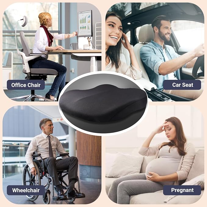 Adult Booster Car Seat Cushion, Wedge Memory Foam Pad for Driving Seat, Effectively Increase Height By 3.94 inch, Car Travel Accessories for Long Trips, (Black) - Image 7