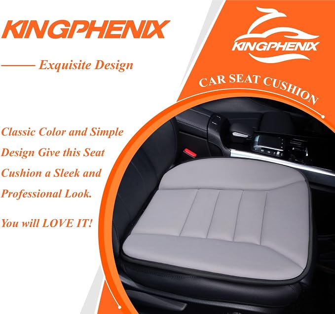 kingphenix Memory Foam Car Seat Cushion for Driver and Office Chair Comfort | 1.2-Inch-Thick Memory Foam Seat Pad, Soft, Breathable Fabric, Non-Slip Silicone Bottom for Long Drives and Office Use, Gray - Image 9