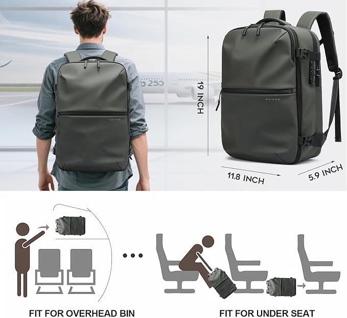 BANGE Travel Backpack with Vacuum Pocket and TSA lock version can hold 15.6 inch Laptop suitable Overnight Flight Approved Anti-theft Bag - Image 2